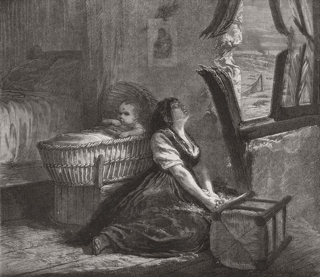 FAMILY. Un Coup De Canon 1871 old antique vintage print picture